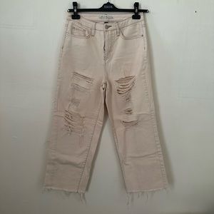 Flared leg beige pants